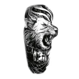tatuaz-zmywalny-tymczasowy-wodny-lew-polowanie