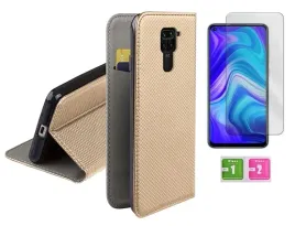 etui-z-klapka-do-xiaomi-redmi-note-9-zloty-smart-magnet-szklo-na-ekran-9h
