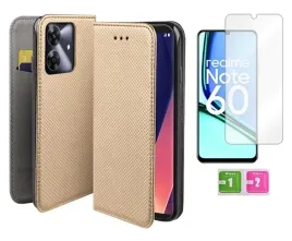 etui-z-klapka-do-realme-note-60-zloty-smart-magnet-obudowa-szklo-na-ekran