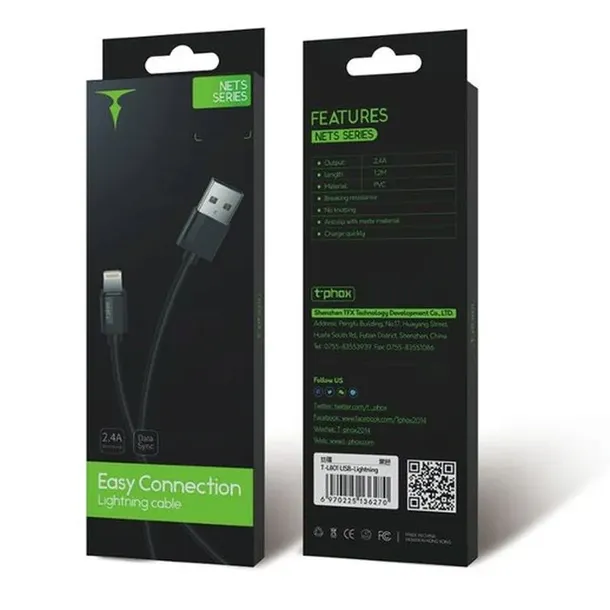 kabel-t-phox-nets-lightning-black-3a-pvc-2m-stan-nowy