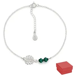 bransoletka-srebrna-lisc-monstera-i-kr-swarovski-srebro-925