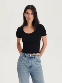 czarna-bawelniana-dopasowana-bluzka-reserved-xs