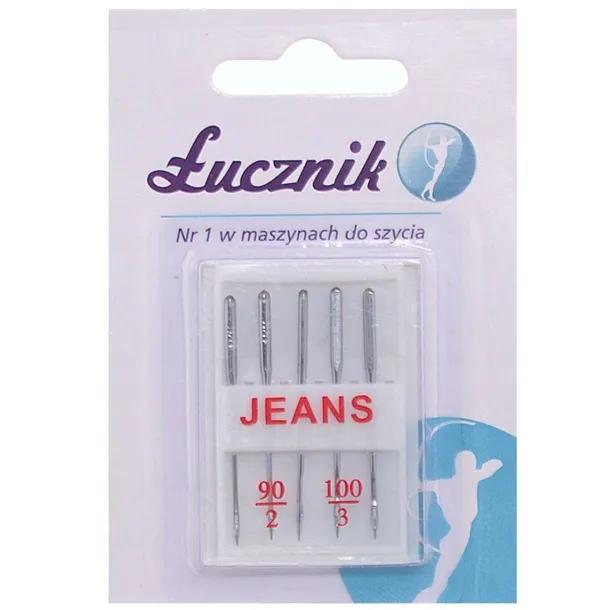 Komplet igieł półpłaskich do maszyn do szycia mocne Łucznik JEANS 90-100