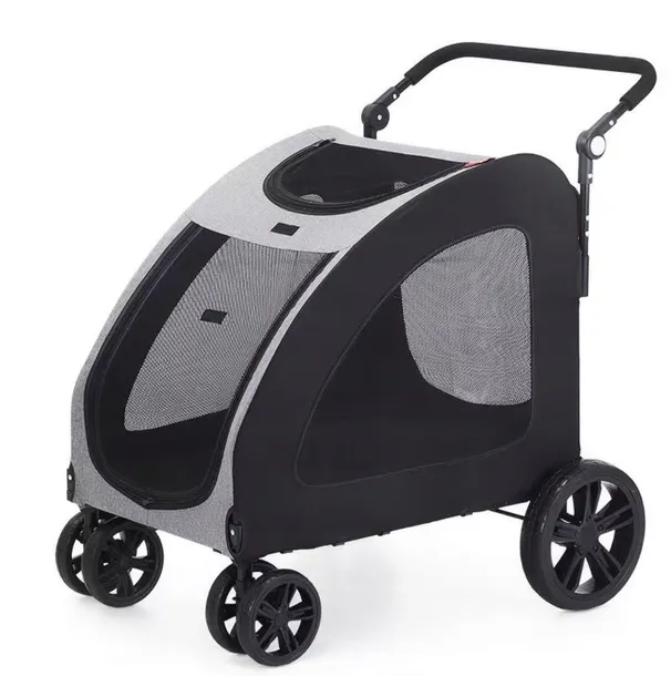 WÓZEK DLA DUŻYCH PSÓW SKŁADANY NOŚNOŚĆ DO 50 KG 125×65×108 CM WENTYLACJA