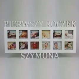 multiramka-ramka-na-zdjecia-z-napisem-pierwszy-roczek-imie-mdf-12-zdjec