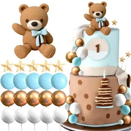 dekoracja-na-tort-baby-shower-roczek-urodziny-niebieski-mis-i-kule