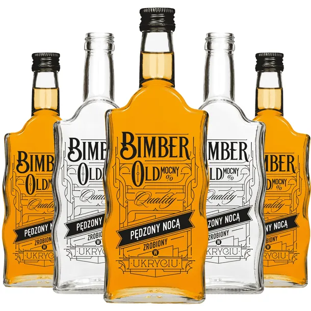 BUTELKI SZKLANE 500 ML PREMIUM DO BIMBRU WIEŻA BIMBER OLD ZAKR 28/18 X10