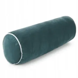 poduszka-15x45-niebieska-ciemna-obszyta-ozdobna-lamowka-welurowa-walek