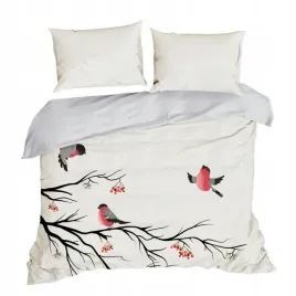 posciel-swiateczna-160x200-berry-kremowa-ptaszki-satynowa