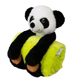 kocyk-dzieciecy-85x100-panda-limonkowy-maskotka