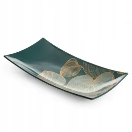 patera-ceramiczna-41x20x6-zielona-zlota-liscie