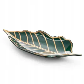 patera-ceramiczna-41x19x5-turkusowa-zlota-lisc