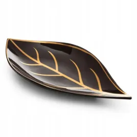 patera-ceramiczna-41x20x4-brazowa-zlota-lisc