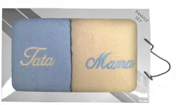 komplet-recznikow-w-pudelku-2-szt-70x140-mama-tata-kremowy-blekitny