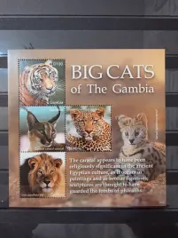 znaczki-fauna-duze-koty-lwy-tygrysy-lamparty-gambia-czysty-d
