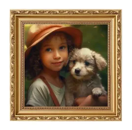 ramka-flora-zlota-30x30-z-passe-partout-25x25