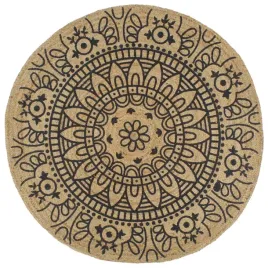 recznie-wykonany-dywanik-juta-ciemnoniebieski-nadruk-90-cm