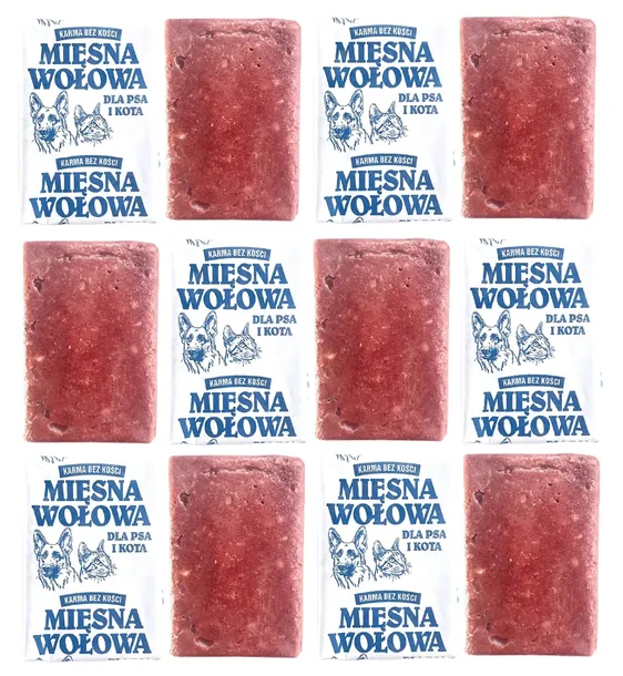 10KG MIĘSO MROŻONE 100% BEZ KOŚCI WOŁOWE DLA PSA BARF KOSTKI IWN