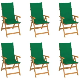 krzesla-ogrodowe-6-szt-zielone-poduszki-drewno-tekowe