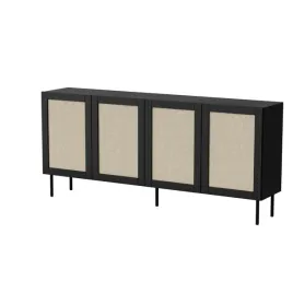komoda-yucca-200-cm-4d-czarny-mat-rattan-kalabria