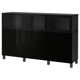 ikea-besta-witryna-z-drzwiami-selsviken-glassvik-polysk-czarny-180x42x112cm