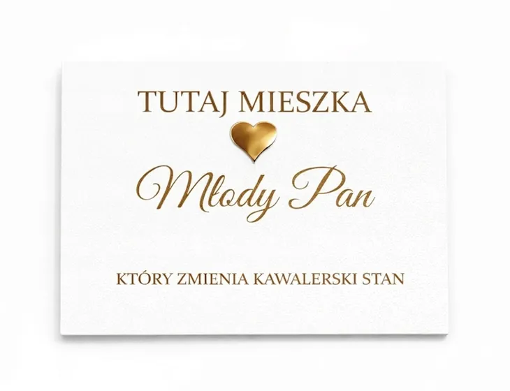 TABLICA tutaj mieszka Pan Młody serce złote pleksi dekoracja przed dom ślub