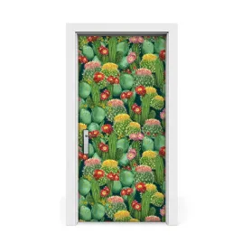 naklejka-na-drzwi-okleina-kwitnace-kaktusy-95x205