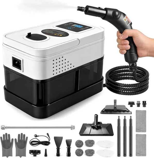 MYJKA PAROWA RĘCZNA 2500W CIŚNIENIE 4 BAR 19 AKCESORIÓW 1800 ML