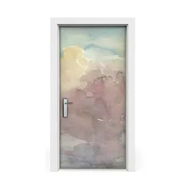 naklejka-na-drzwi-akwarela-pochmurne-niebo-95x205