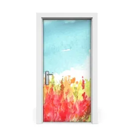 naklejka-na-drzwi-akwarela-kwitnaca-lakowa-95x205