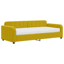lozko-dzienne-2w1-z-materacem-zolte-224x100x71-cm