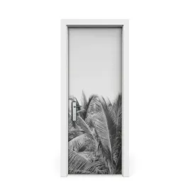 naklejka-na-drzwi-czarno-biale-palmy-75x205