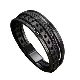 bransoletka-meska-skorzana-czarna-magnetyczne-zapiecie-modny-styl-215-cm