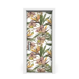 naklejka-na-drzwi-okleina-botaniczne-liscie-85x205