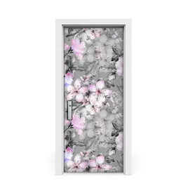 fototapeta-na-drzwi-rozowe-kwiaty-85x205