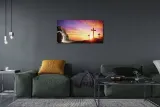 plotno-obraz-krzyze-zachod-slonca-jaskinia-140x70-format-poziomy