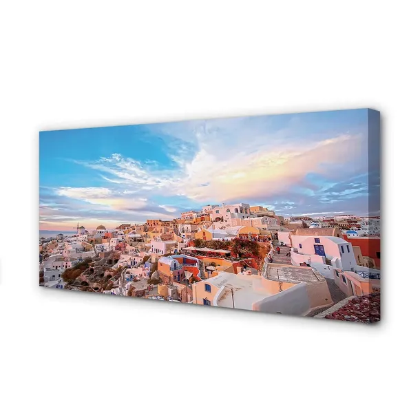 obraz-plotno-grecja-miasto-zachod-slonca-140x70