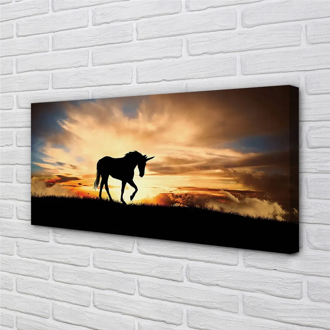 obraz-na-plotnie-jednorozec-zachod-slonca-120x60-stan-nowy
