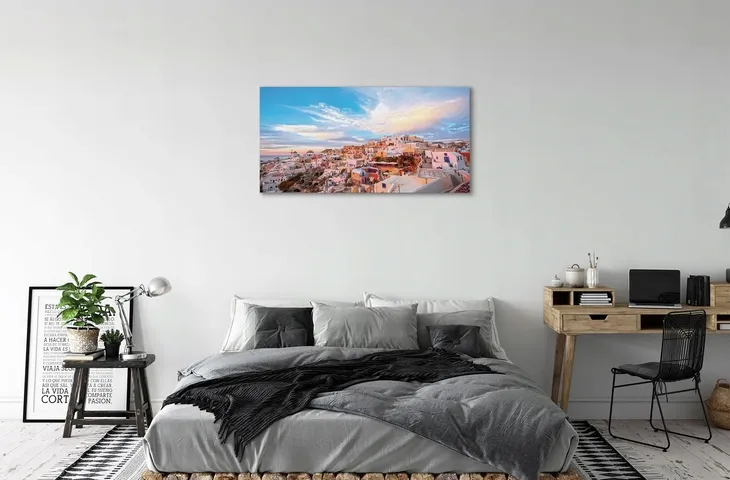 obraz-plotno-grecja-miasto-zachod-slonca-120x60-sposob-wykonania-druk-cyfrowy