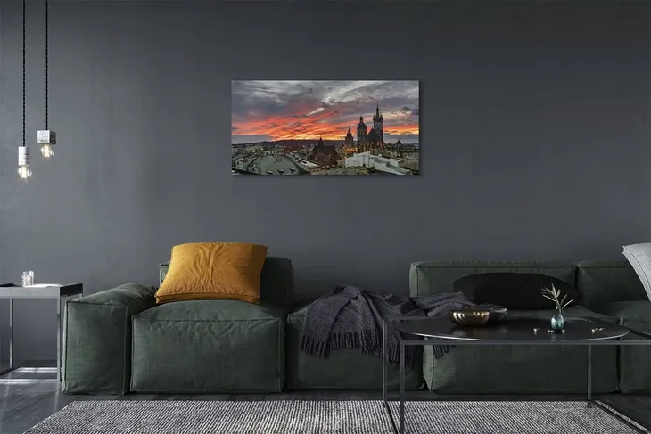 plotno-obraz-krakow-zachod-slonca-panorama-120x60-format-poziomy