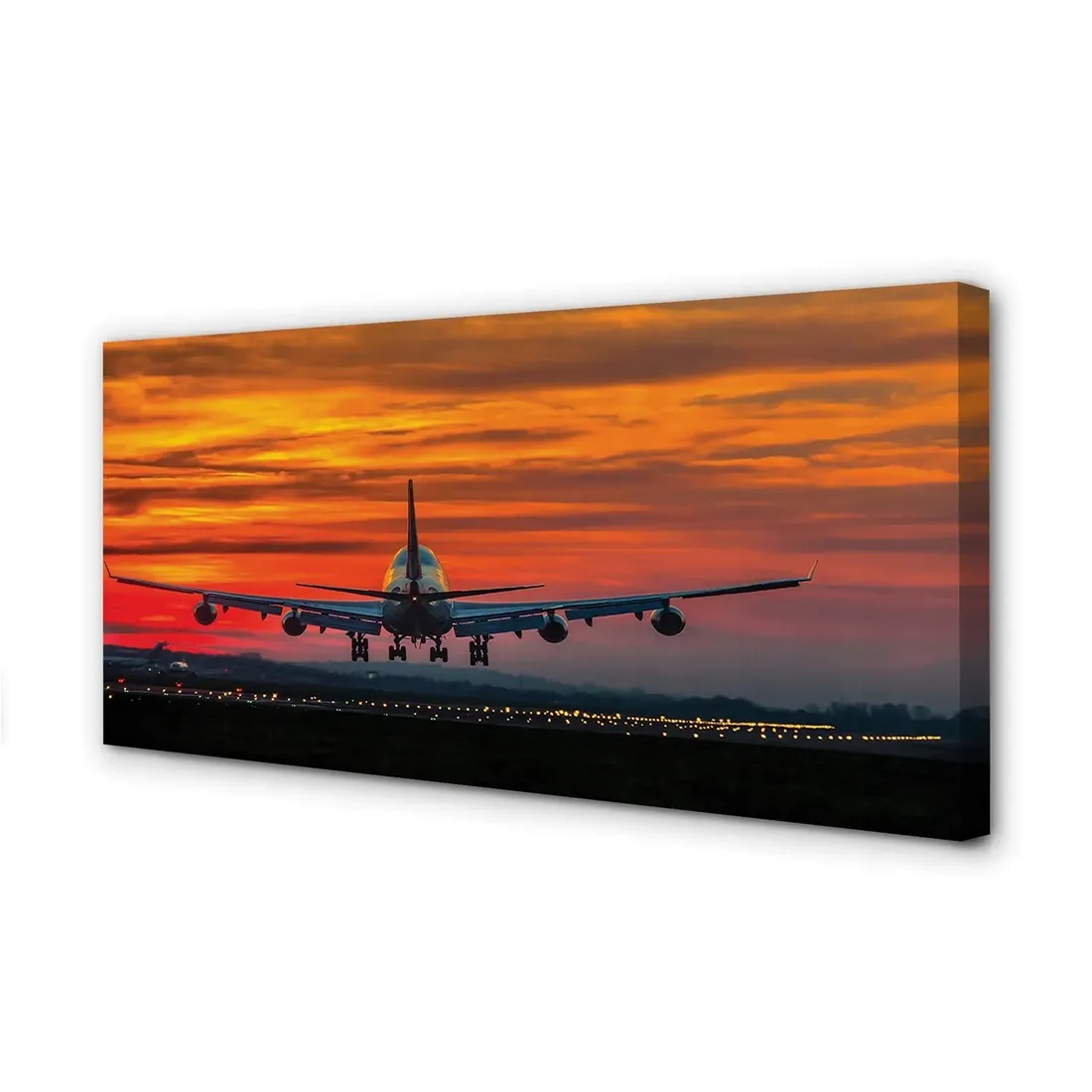 obraz-na-plotnie-zachod-samolot-chmury-100x50-cm