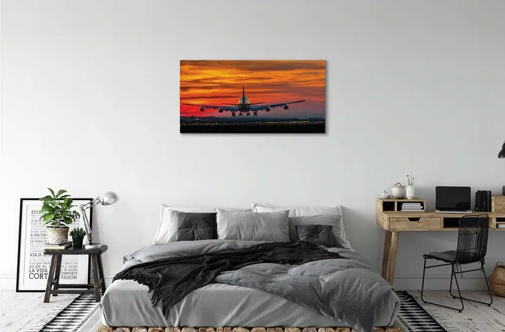 obraz-na-plotnie-zachod-samolot-chmury-100x50-cm-sposob-wykonania-druk-cyfrowy