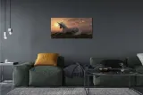 obraz-plotno-jednorozec-gory-zachod-slonca-100x50-format-poziomy