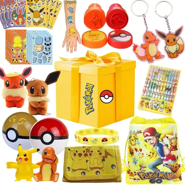 DUŻY ZESTAW PREZENTOWY POKEMON XXL 22 ELEMENTY KLOCKI KARTY PLECAK GRA