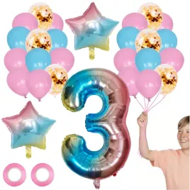 zestaw-balonow-3-urodziny-29szt-teczowe-jednorozec