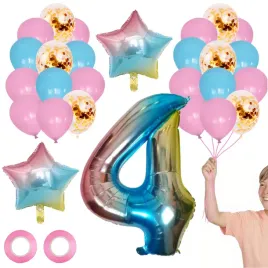 zestaw-balonow-4-urodziny-29szt-teczowe-jednorozec