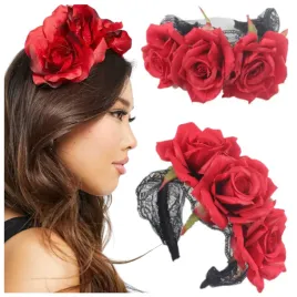 opaska-na-glowe-halloween-roza-goth-czerwona
