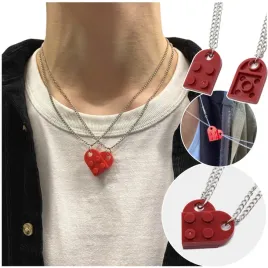 czerwony-naszyjnik-przyjazni-dla-par-lancuszek-serduszko-serce-klocki