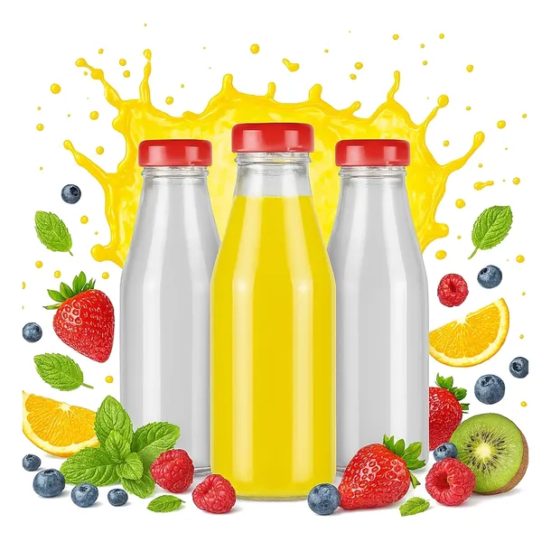 10x Butelka na sok JUICE 200ml SZKLANE BUTELKI na soczek z zakrętką 0,2l