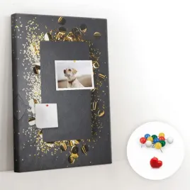 tablica-korkowa-obraz-pinezki-zlote-konfetti